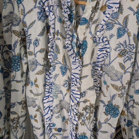 Random Acts of Creativity Cotton Ruffle Botanical Blouse S - Picture 4 of 7